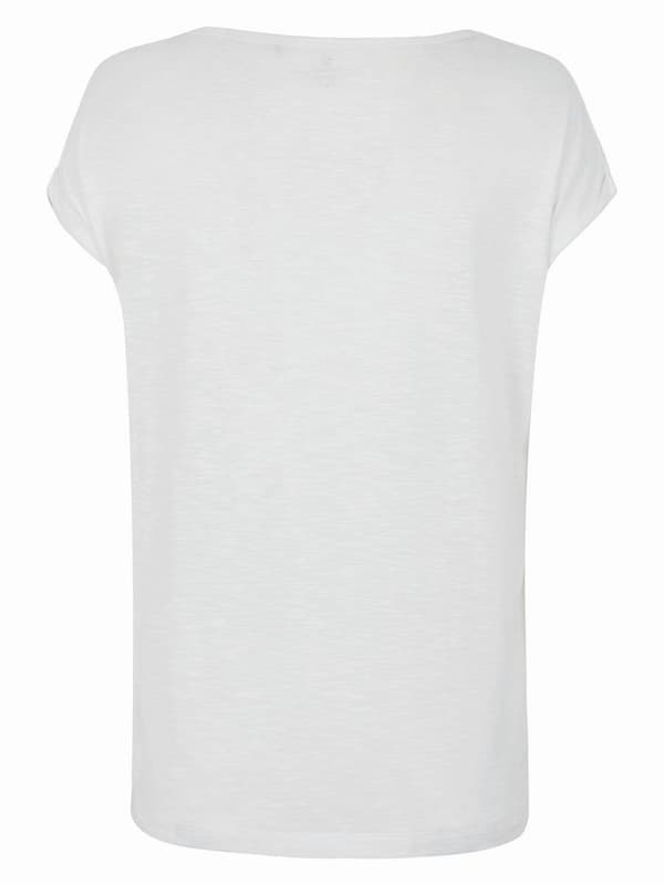 Vit t-shirt med navelmönster för kvinnor