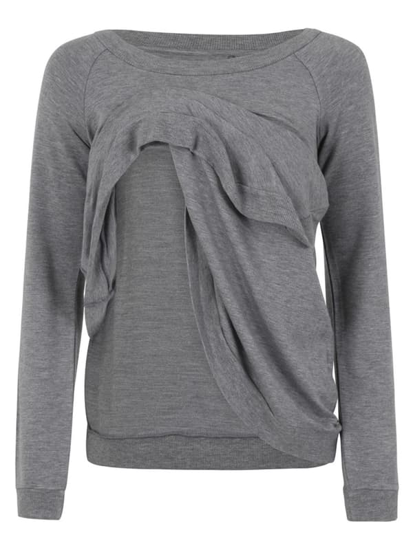 Dame ammebluse grå Navle Maternity