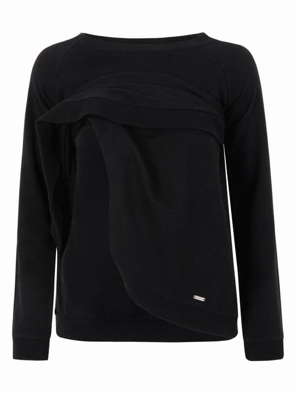 Dame amme-sweatshirt sort navle-graviditet