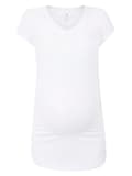 Miniatyrbillede 1 af 3: Hvid graviditets-t-shirt til kvinder med navlemotiv