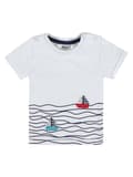 Miniatyrbillede 1 af 3: Baby dreng t-shirt med bådmotiv i hvid Kanz