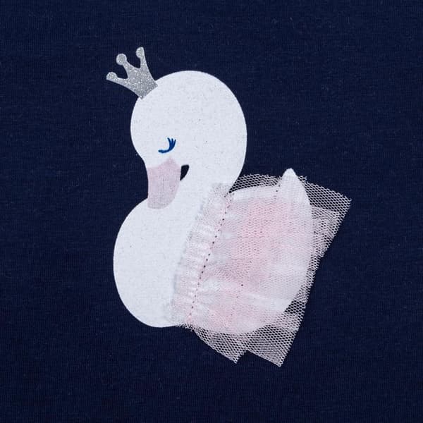 T-shirt med svantryck för flickor, marinblå, enfärgad, Kanz