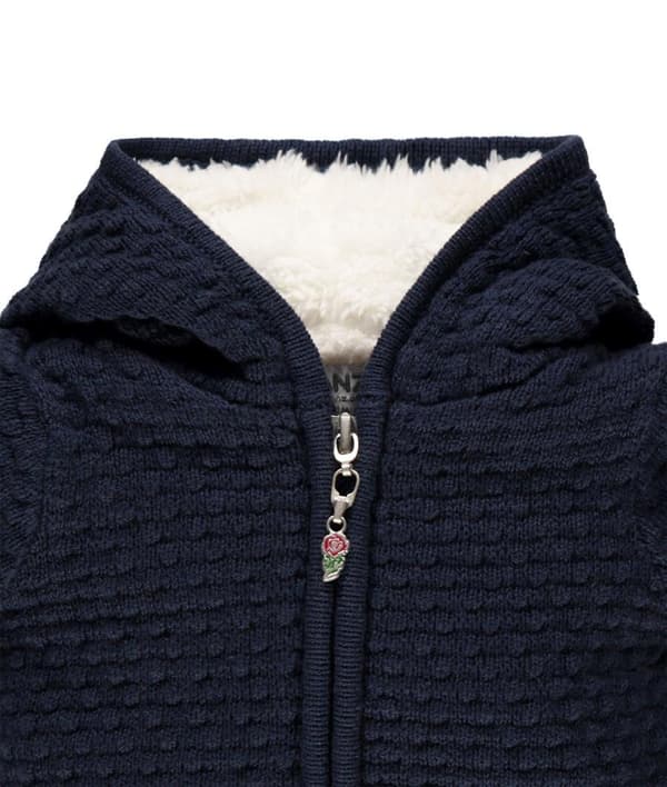 Pigesweatshirt med hætte, uknappet, marineblå, Kanz