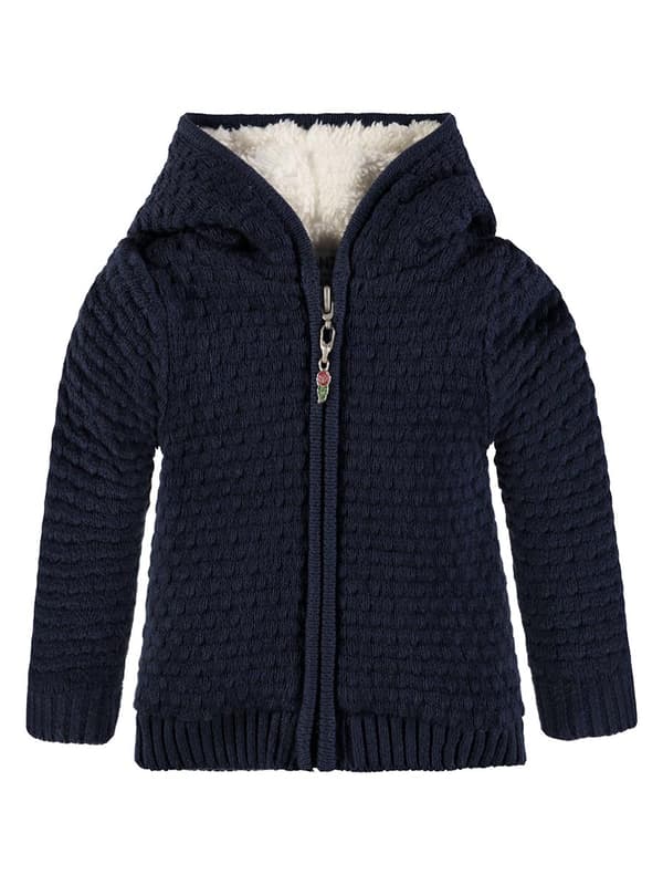 Pigesweatshirt med hætte, uknappet, marineblå, Kanz