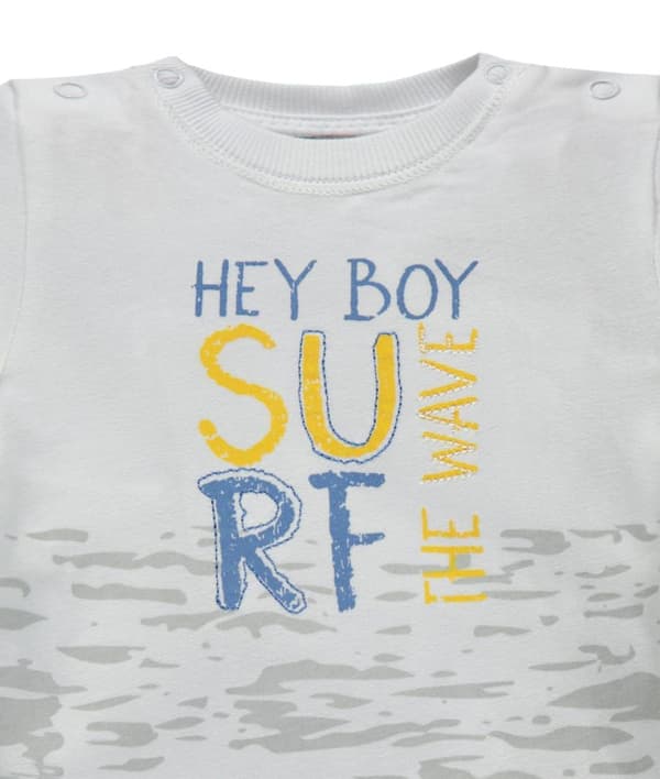 Pojk-T-shirt, vit, Surf, Kanz