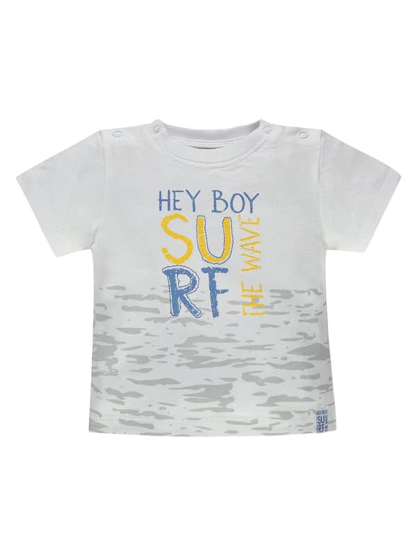 Pojk-T-shirt, vit, Surf, Kanz