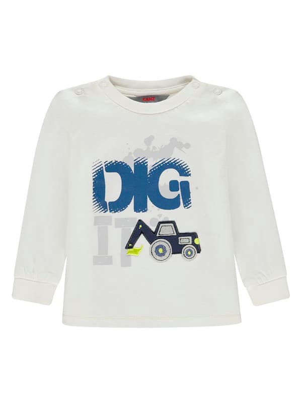 Pojkblus med lång ärm, vit, Kanz