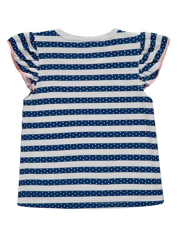 T-shirt för flickor, vit och marinblå, ränder, Kanz