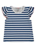 Miniatyrbild 1 av 3: T-shirt för flickor, vit och marinblå, ränder, Kanz