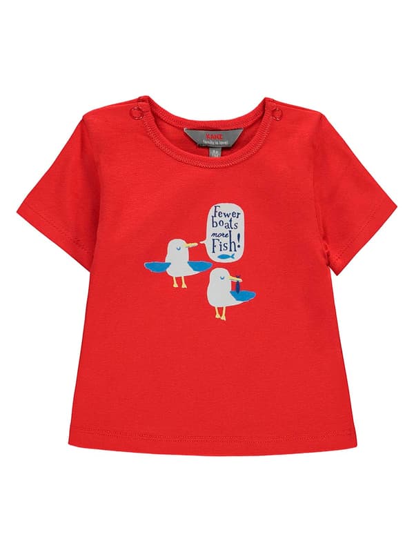 Barn-T-shirt, röd, måsar, Kanz