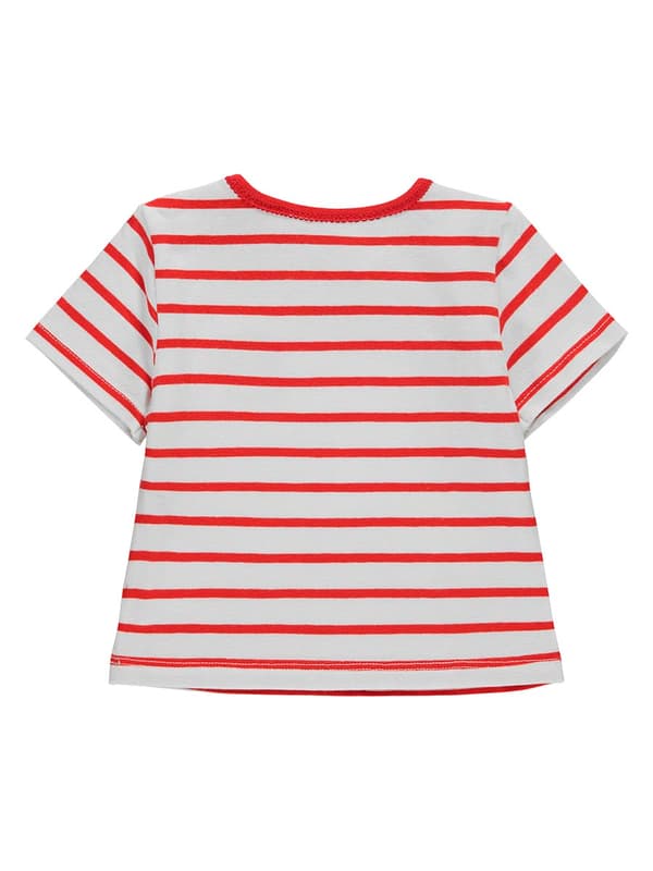Baby-T-shirt, röd och vit, ränder, Kanz