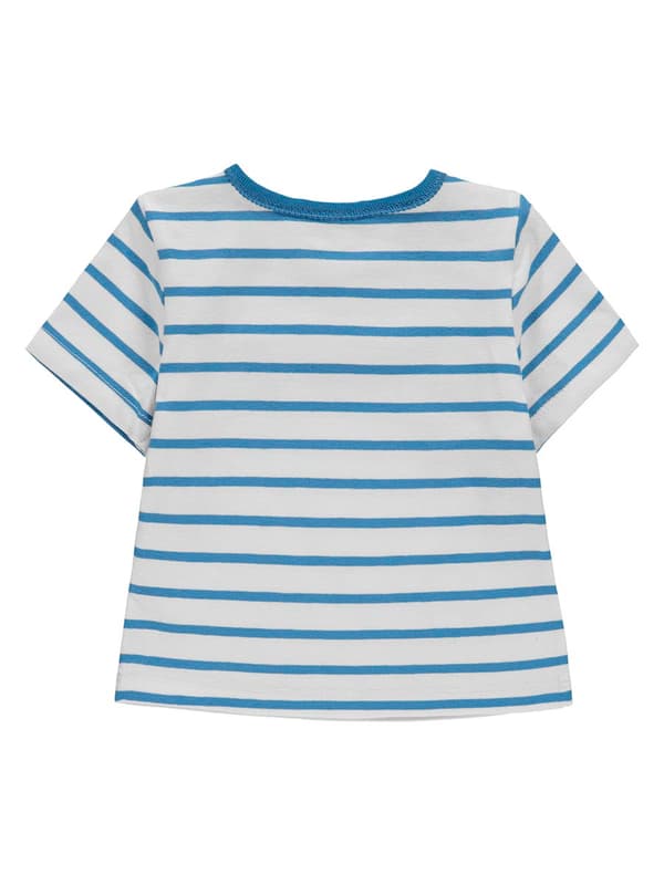 Børne-T-shirt, hvid, blå, striber, Kanz