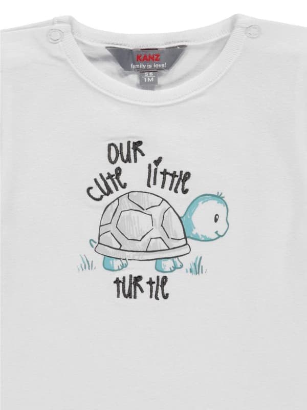Baby-T-shirt, vit, sköldpadda, Kanz