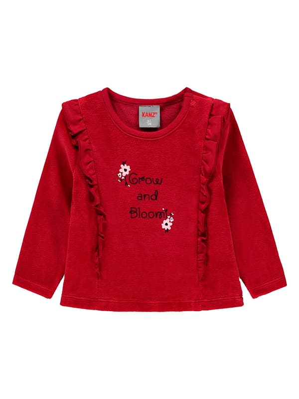 Langærmet sweatshirt til piger, rød, Kanz