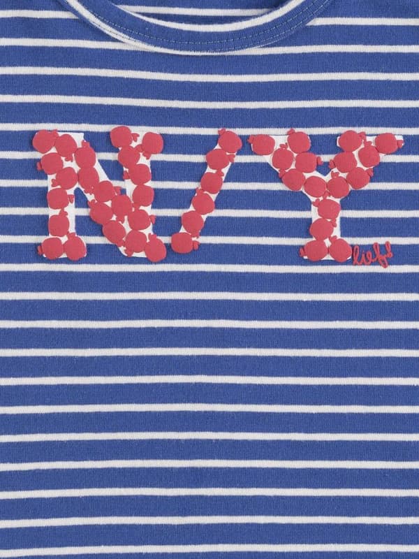 Piger T-shirt, blå, striber, NY, Lief