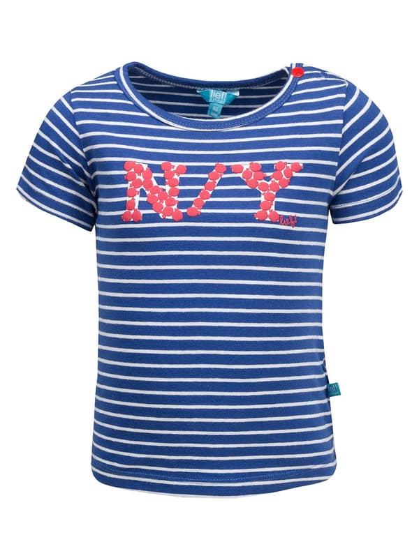 Piger T-shirt, blå, striber, NY, Lief