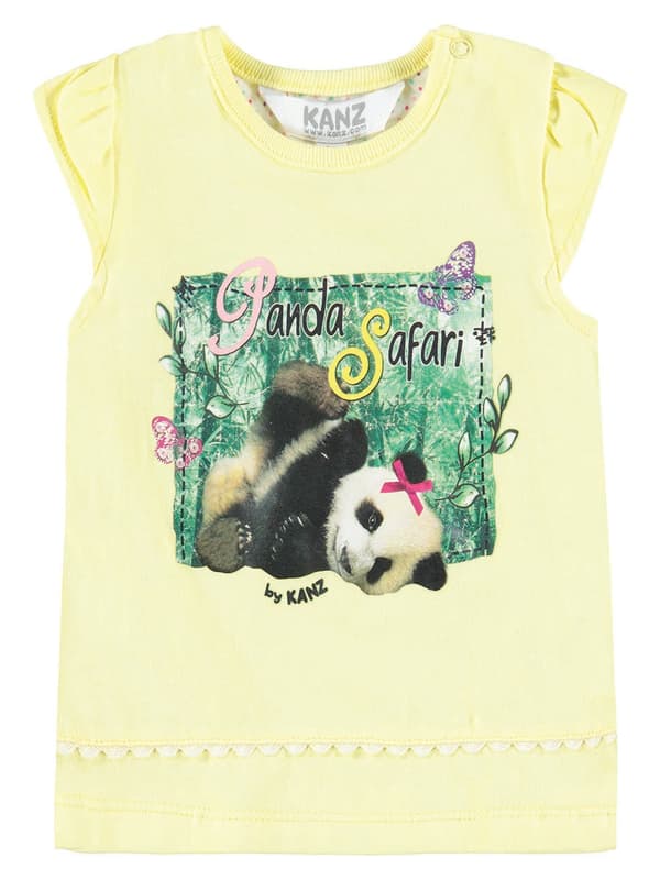 Pigerbluse med sødt print gul Kanz