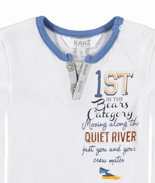 Drengebluse med print, hvid Kanz