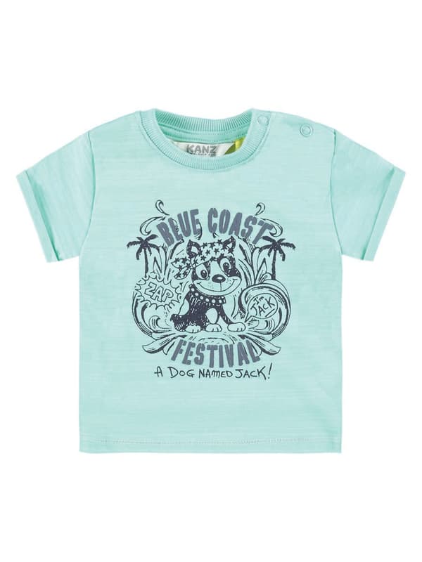 Pojk-T-shirt med tryck blå Kanz