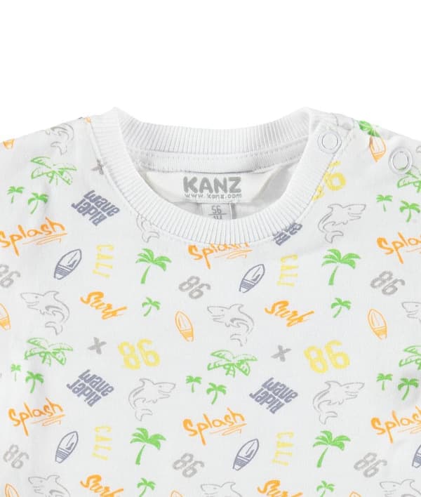Baby-T-shirt med färgglatt mönster, vit Kanz