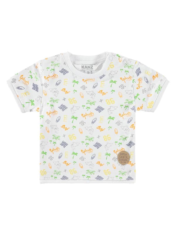 Baby-T-shirt med färgglatt mönster, vit Kanz