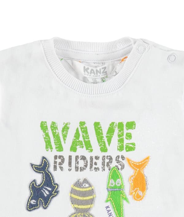 Baby-T-shirt med fiskmönster, vit Kanz