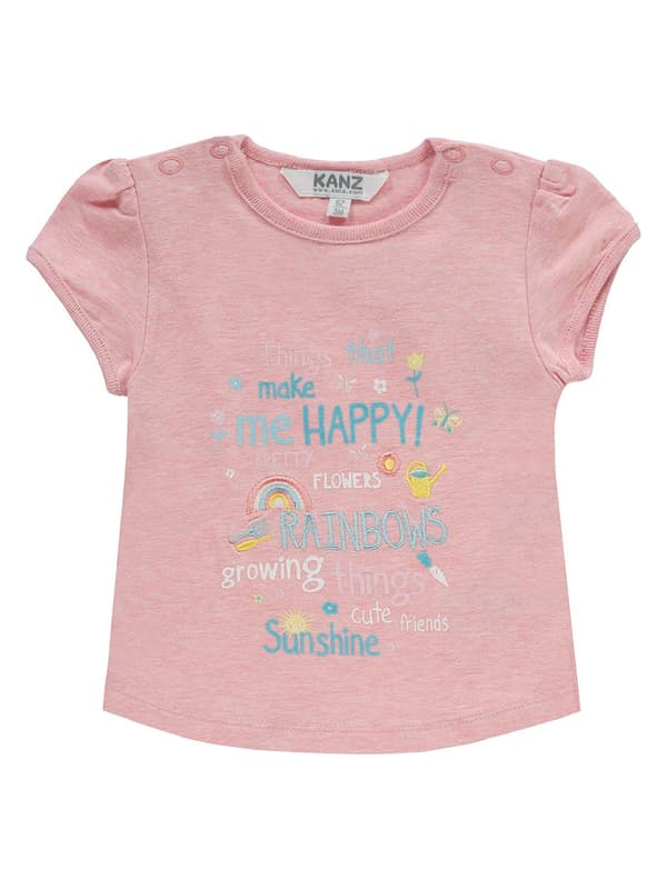 Rosa flick-T-shirt med Kanz-tryck