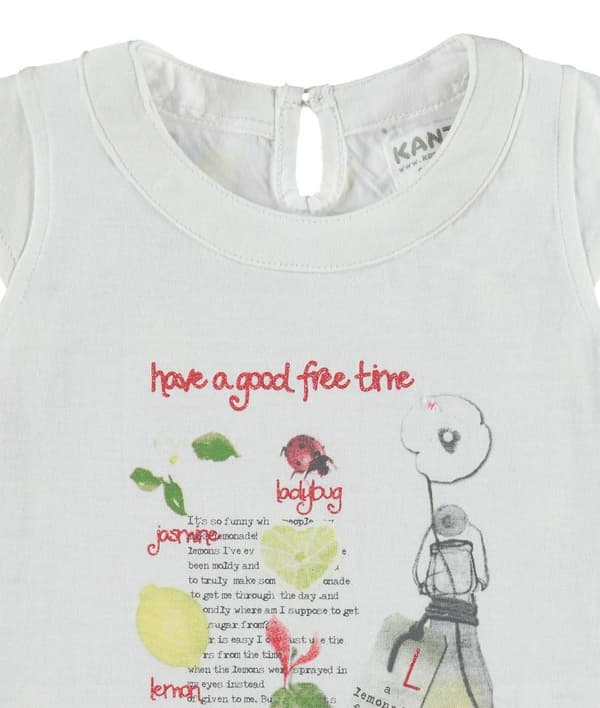 T-shirt med färgglatt Kanz-tryck för flickor