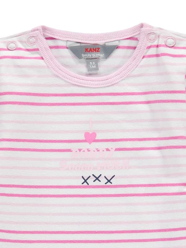Babyrosa randig blus Kanz