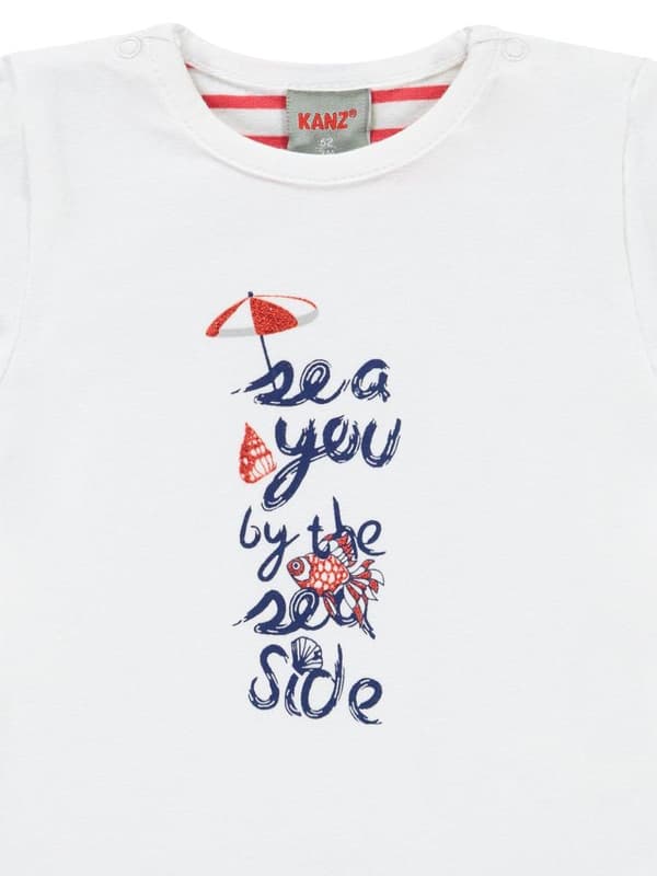 Hvid pige-T-shirt med Kanz-print