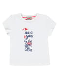 Miniatyrbillede 1 af 3: Hvid pige-T-shirt med Kanz-print