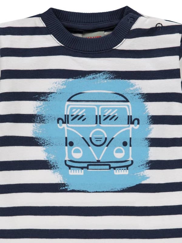 Marinblå randig pojk-T-shirt med Kanz-tryck