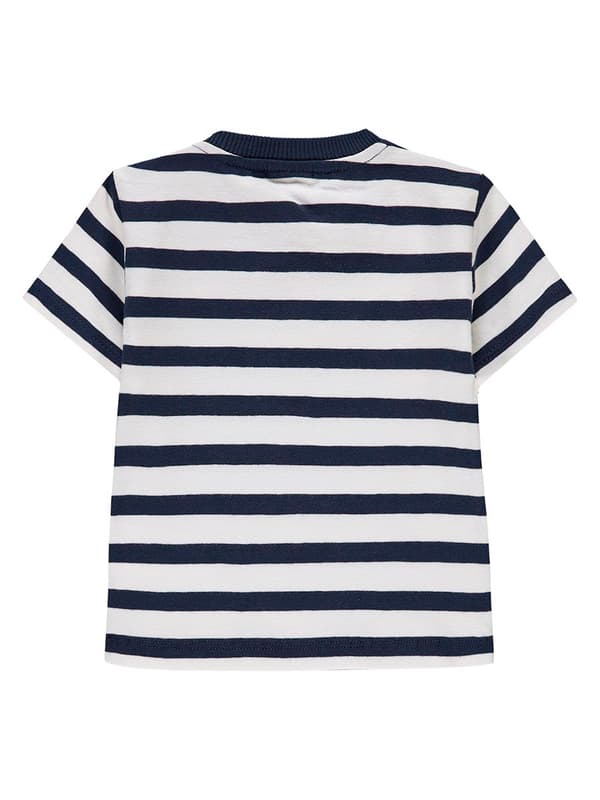 Marinblå randig pojk-T-shirt med Kanz-tryck