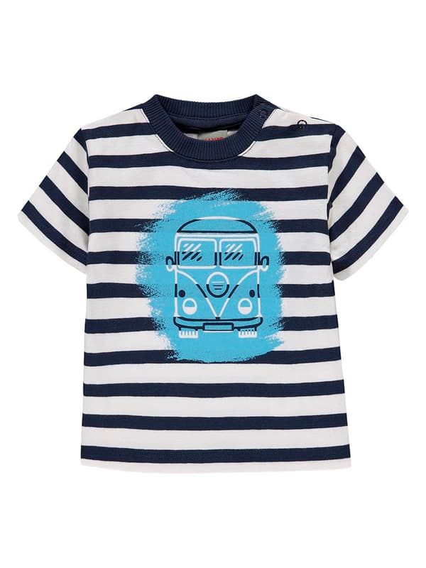 Marinblå randig pojk-T-shirt med Kanz-tryck