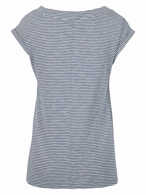 Stribet graviditets-t-shirt grå til kvinder, Navle Maternity