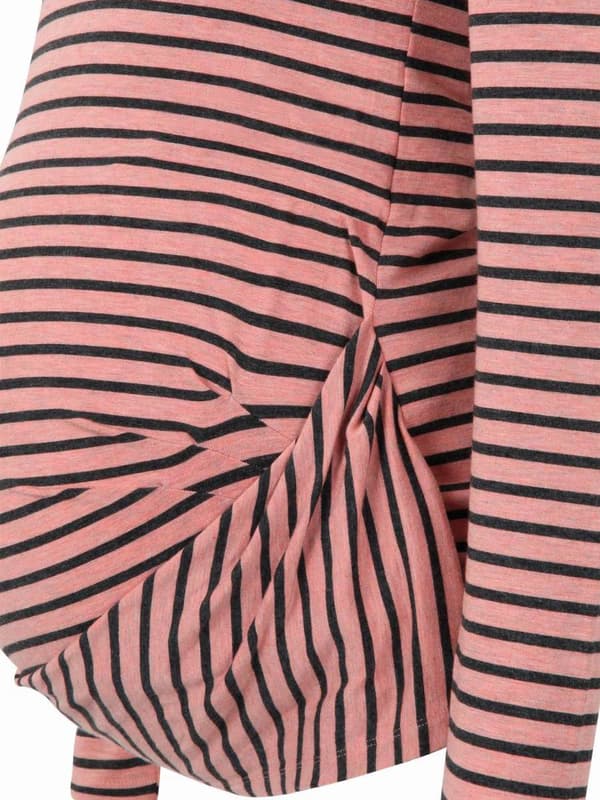 Randig blus för gravida i rosa med navelmönster för kvinnor