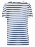 Miniatyrbillede 2 af 3: Blå stribet graviditets-T-shirt til kvinder med navlemotiv