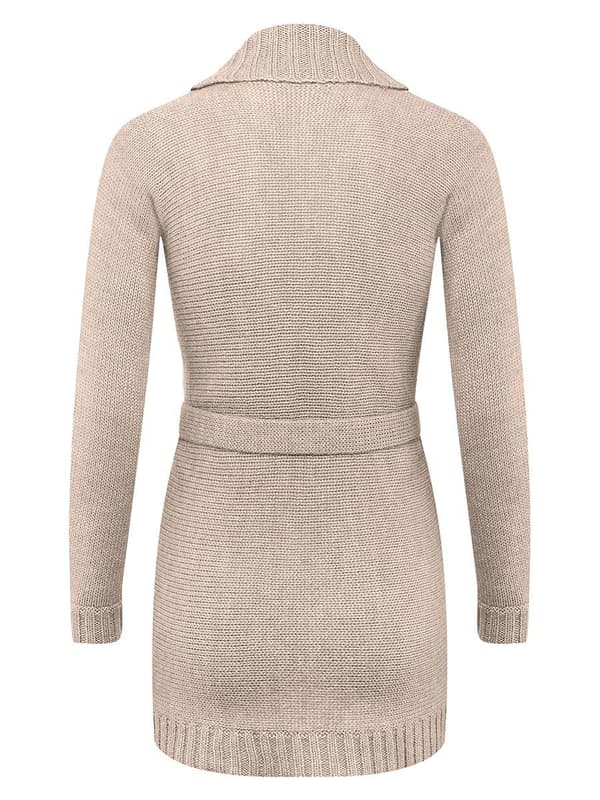 Beige cardigan med navlemønster til kvinder