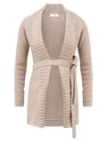 Miniatyrbillede 1 af 2: Beige cardigan med navlemønster til kvinder