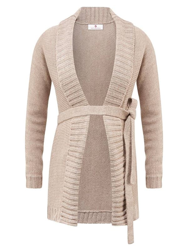 Beige cardigan med navlemønster til kvinder