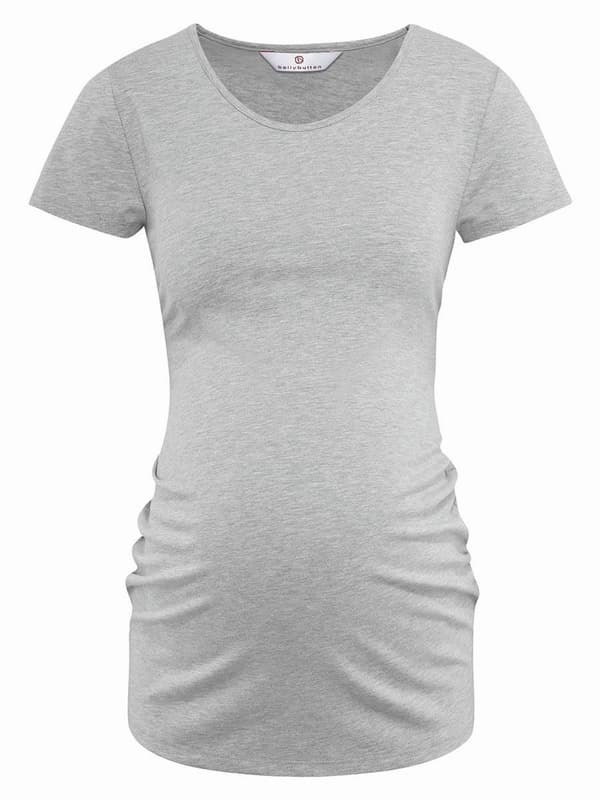 Ljusgrå PEPPY-tröja med kort ärm för kvinnor, gravid