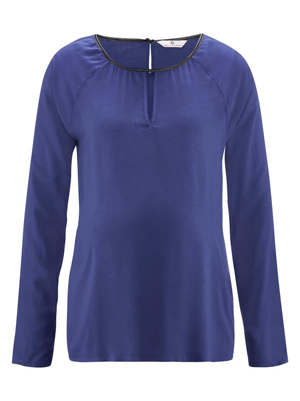 Dame graviditetsbluse marineblå Navle Maternity