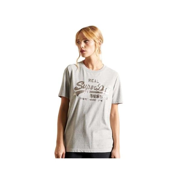 T-shirt Superdry Dam Realt vintage logotyp Grå Bomull