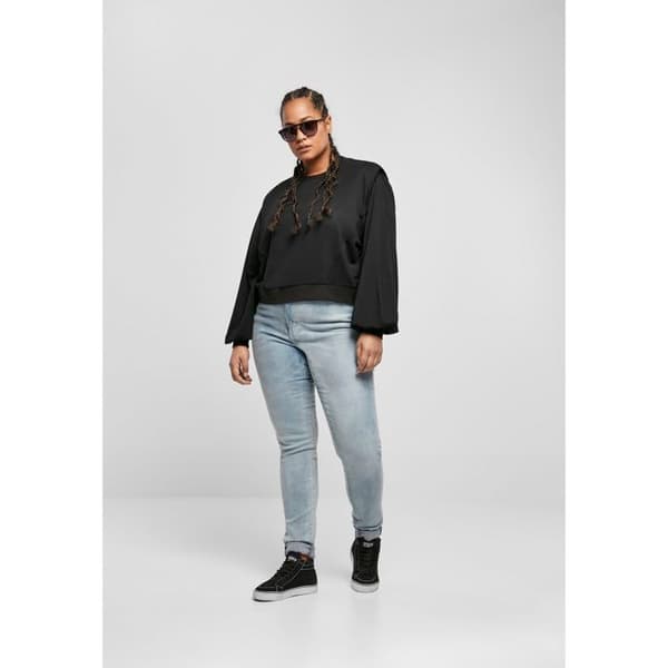 Sweatshirt - Urban Classics - Ded Shoulder - Modal Terry - Långa Ärmar - Svart