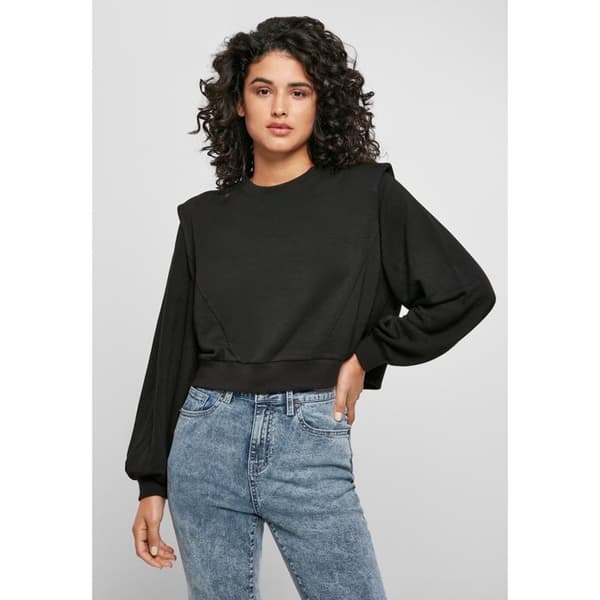 Sweatshirt - Urban Classics - Ded Shoulder - Modal Terry - Långa Ärmar - Svart
