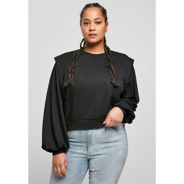 Sweatshirt - Urban Classics - Ded Shoulder - Modal Terry - Långa Ärmar - Svart