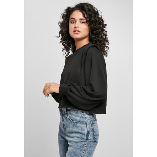 Sweatshirt - Urban Classics - Ded Shoulder - Modal Terry - Långa Ärmar - Svart