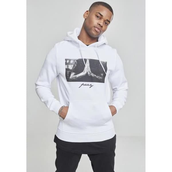 Huvtröja - Mister Tee - pray - Grå melange - Långa ärmar - Unisex
