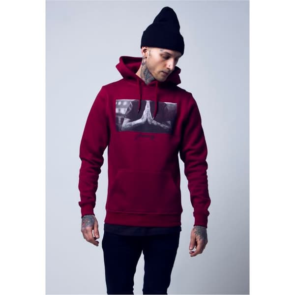 Huvtröja - Mister Tee - pray - Ljus röd - Långa ärmar - Unisex