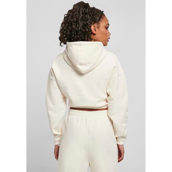 Huvtröja - Urban Classics - Kort oversized - Borstad fleece - Vit - Dam